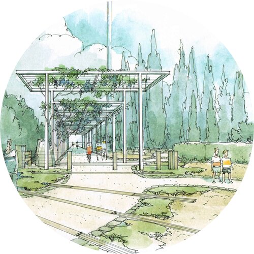 Gartenplan | © shutterstock Parkanlage in Aquarellfarben gemalt | © shutterstock